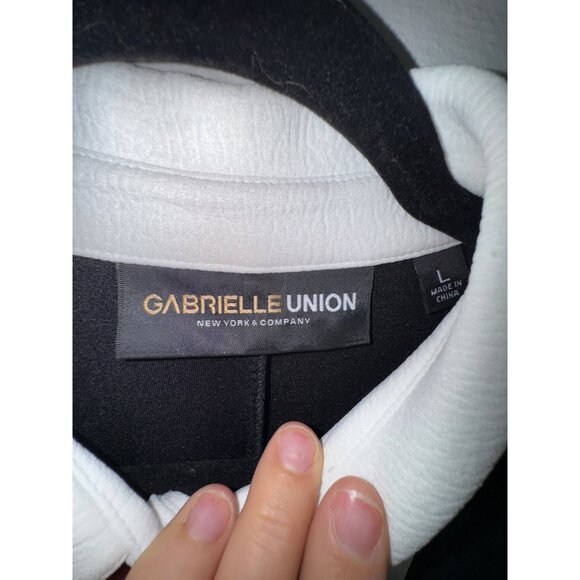 Gabrielle Union New York & Company Black White Button-Up Dress Large NWT Stretch - Picture 8 of 14